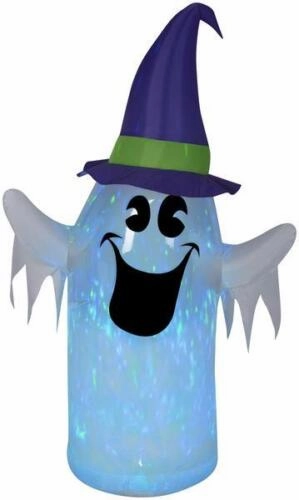 Monster Props Charming Supplies 6 ft Projection Airblown Kaleidoscope Ghost with Witch Hat