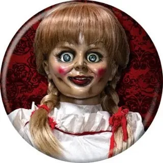Eerie Masks Annabelle On Red Alt Poster Buttons 1.25" Round