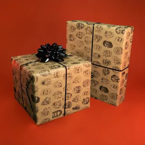 Chamber of Horrors - Vintage Monster Masks Wrapping Paper Playful Props