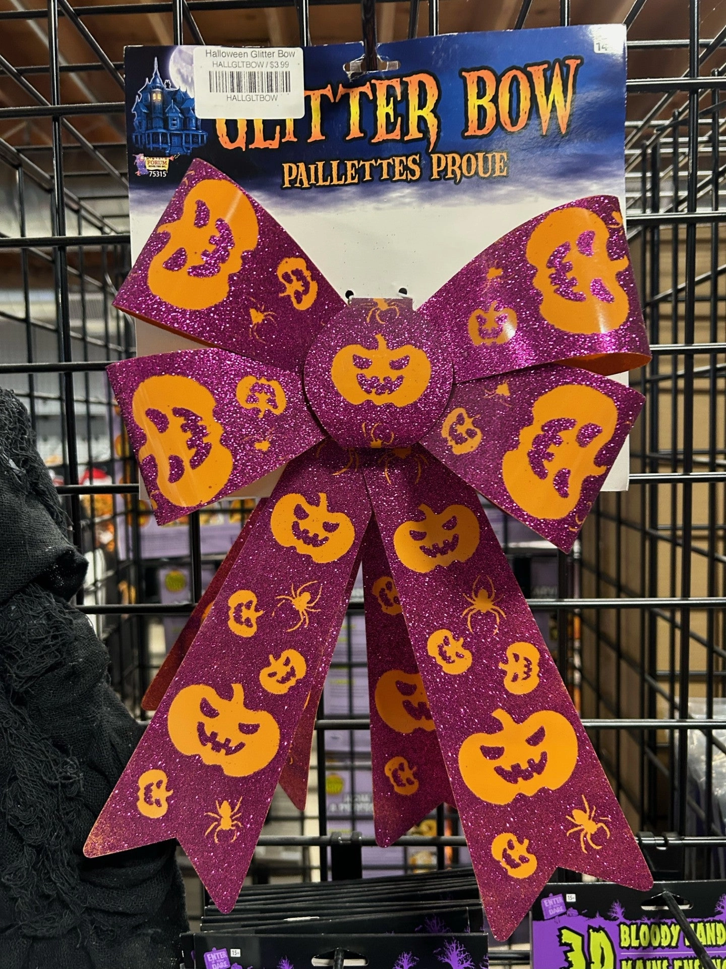 Mystical Treats Creepy Accents Halloween Glitter Bow