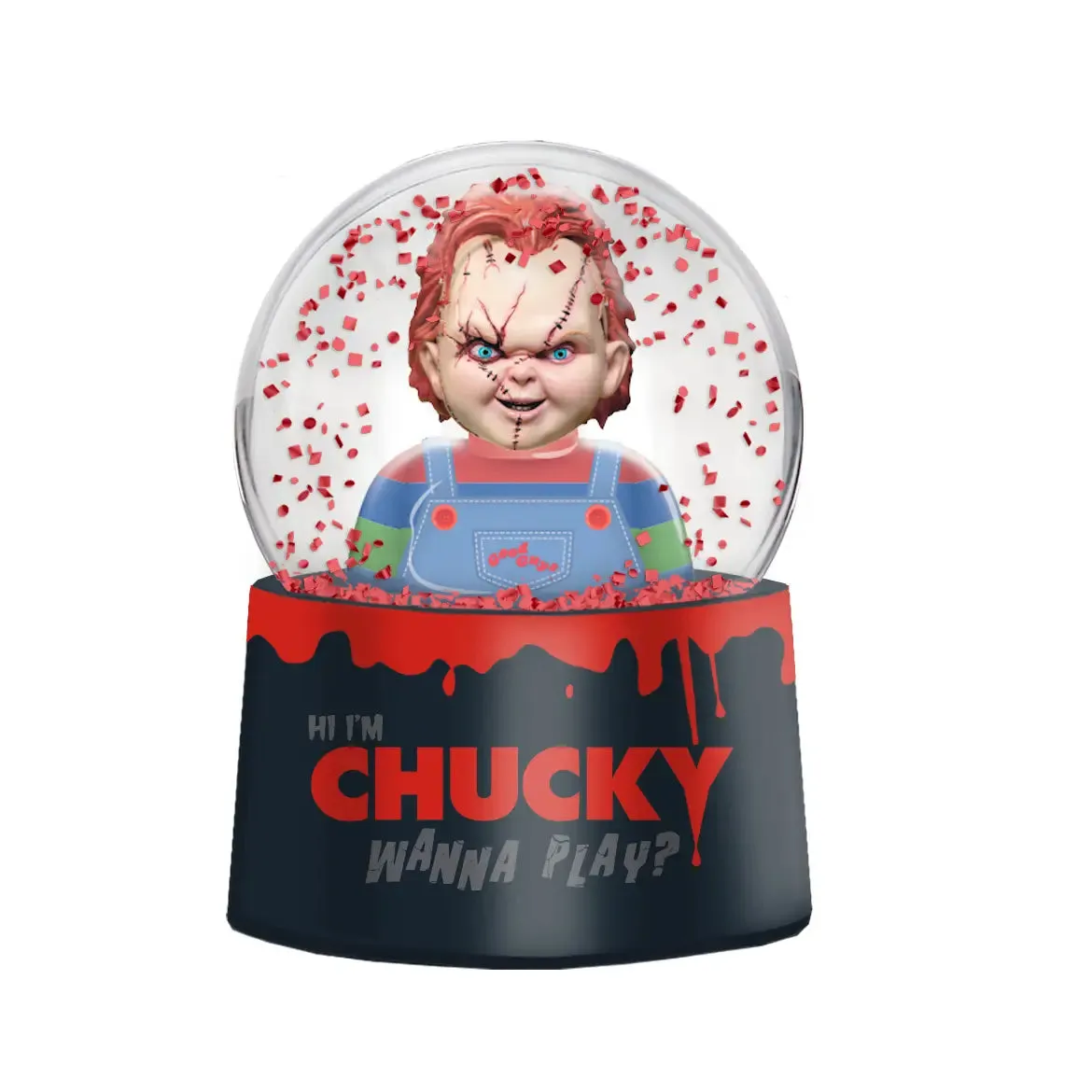 Charming Decor Ghostly Treats Chucky Wanna Play Blood Dripping 45mm Snow Globe