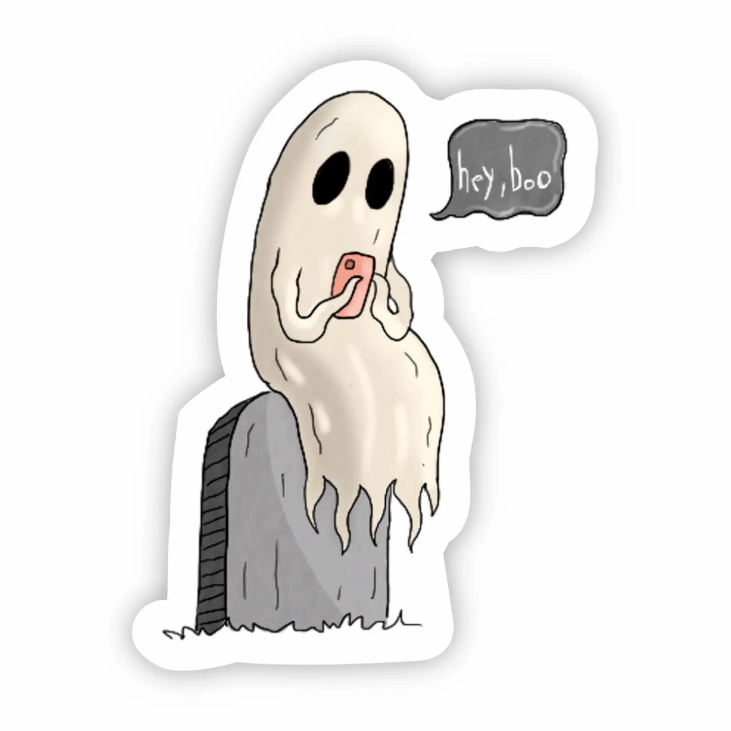 Frightening Masks Hey, Boo Ghost Halloween Sticker