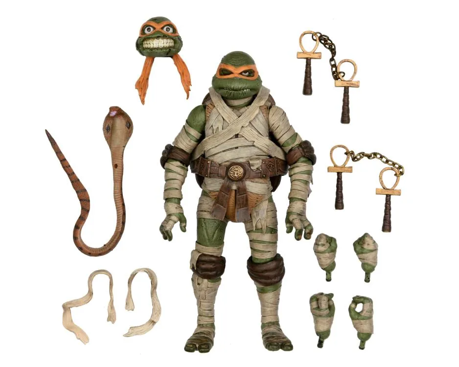 Universal Monsters x Teenage Mutant Ninja Turtles Ultimate Michelangelo as The Mummy Mysterious Decorations Ghoulish Designs