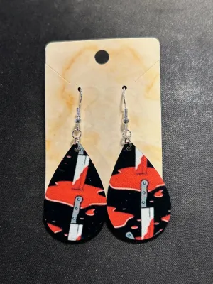 Bloody Knife Drop Earrings Playful Ornaments Mysterious Supplies