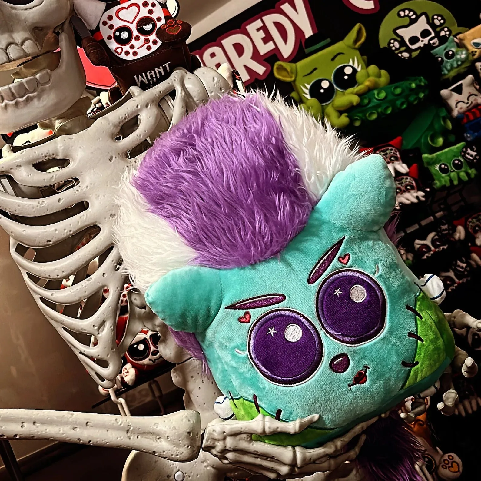 Squaredy Cats - Squishy Bride of Frankenstein pillow plush Spooky Decor Creepy Treats