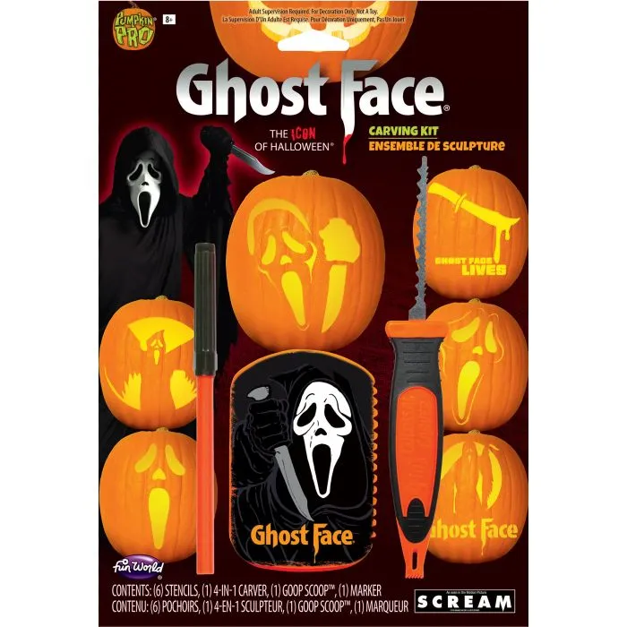 Ghost Face Pumpkin Carving Kit Ghostly Crafts Frightening Props