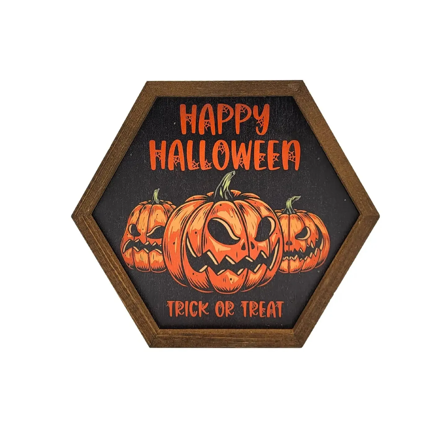 Haunted Accessories Ghostly Party Happy Halloween Jack O Lantern Hexagon Sign - Fall Decor