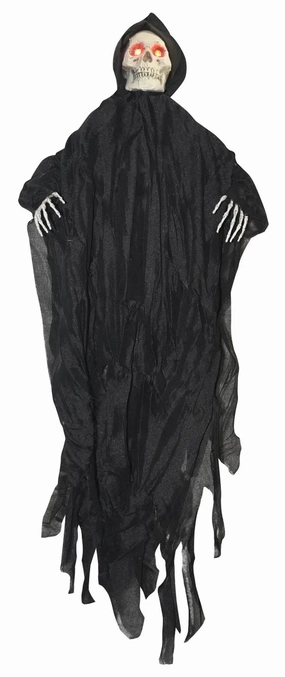 Ghoulish Displays Spooky Props 3ft Hanging Black Reaper w/ Light Up Eyes
