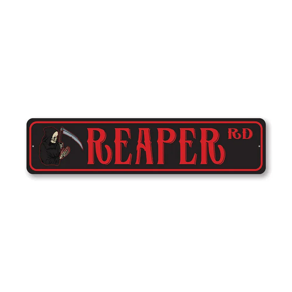 Grim Reaper Street Sign Whimsical Displays Eerie Lights