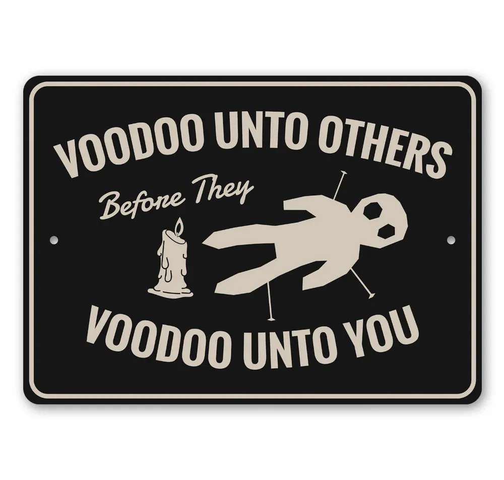 Halloween Voodoo Doll Sign Scary Treats Playful Decorations