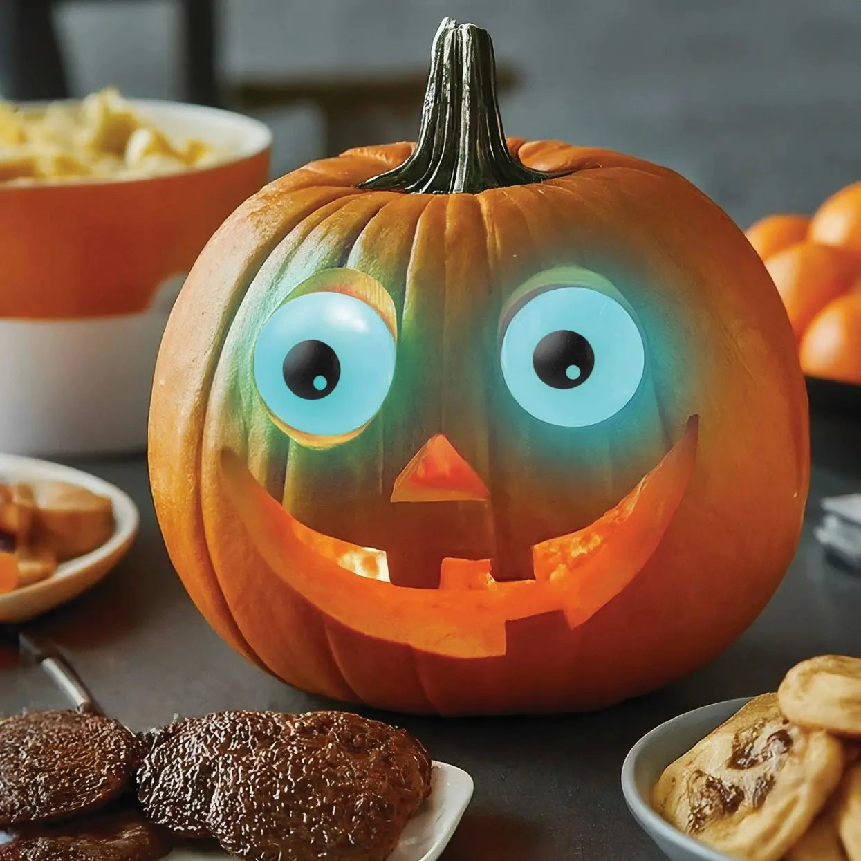 Halloween Witching Hour Light-Up Pumpkin Eyeballs Ghostly Decor Frightening Crafts