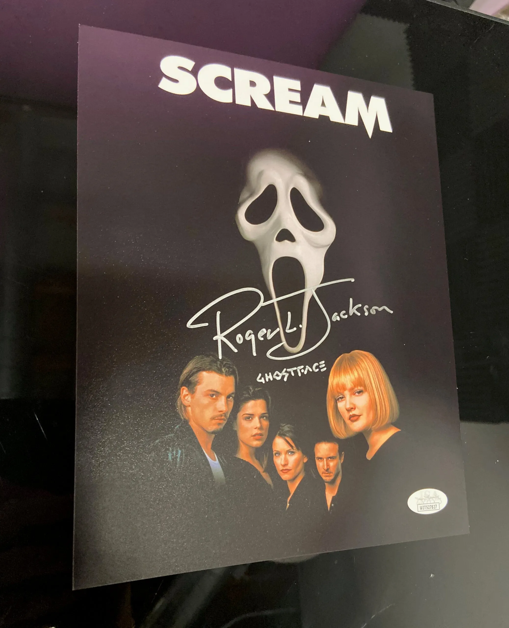 Roger L. Jackson Autographed Ghostface 8x10 (JSA Certified) - Version 2 Scary Supplies