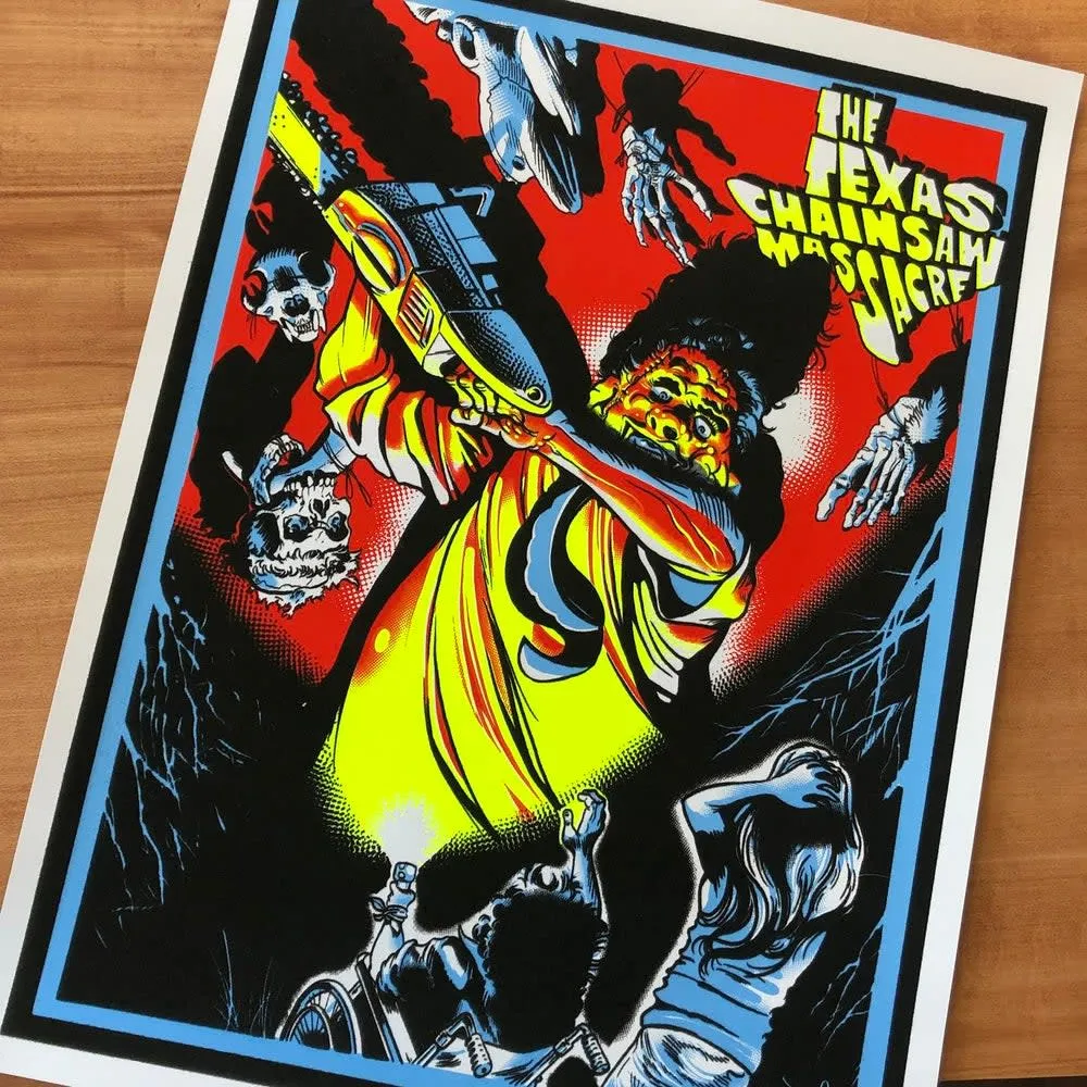 Fantastic Decorations Fantastic Ornaments Red Texas Chainsaw Blacklight Poster