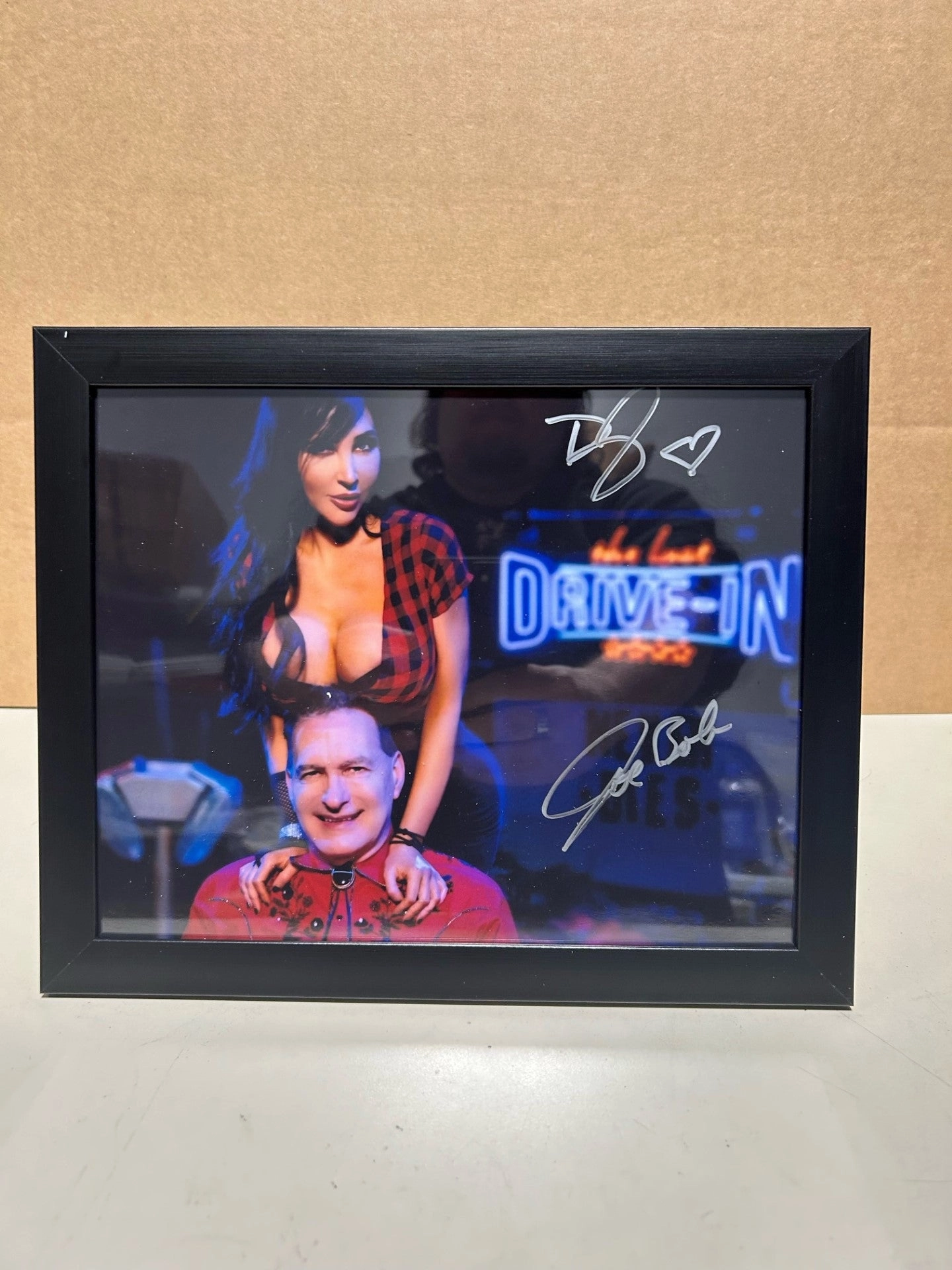 Mysterious Supplies Playful Party Joe Bob Briggs and Darcy The Mail Girl Signed 8x10 V1 Framed