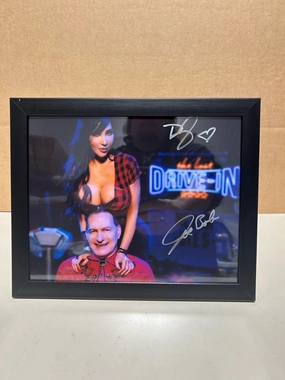 Mysterious Supplies Playful Party Joe Bob Briggs and Darcy The Mail Girl Signed 8x10 V1 Framed