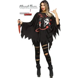 Hooded Ghost Face? Poncho - Adult Playful Lights