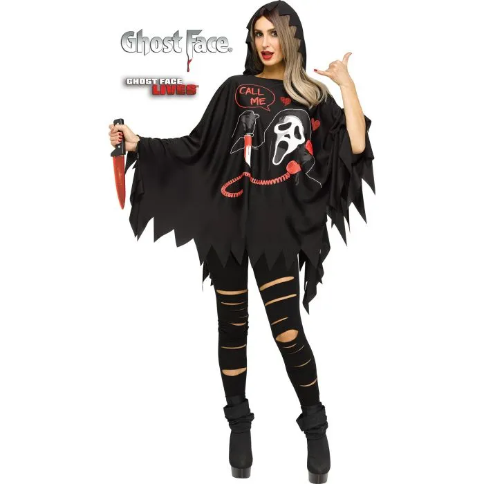 Ghostly Masks Hooded Ghost Face? Poncho - Adult