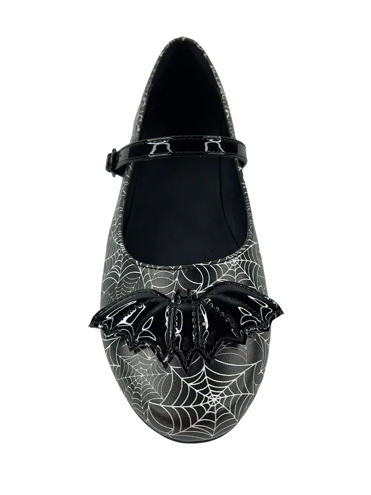 Temperature Control Layer Mary Jane Bat Spiderweb Flats