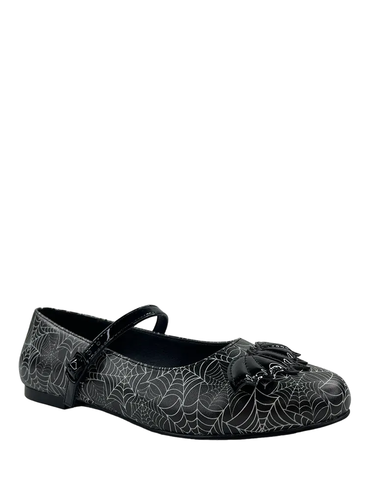 Mary Jane Bat Spiderweb Flats Fashionable Design