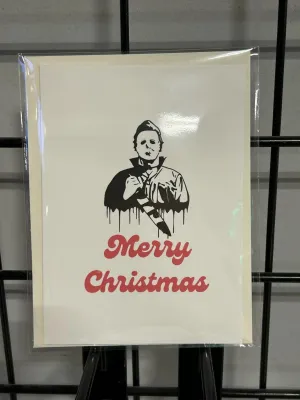 Myers Merry Christmas Card Creepy Decor Whimsical Party