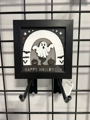 Eerie Ornaments 5x5 Ghost with Pumpkins Shadowbox