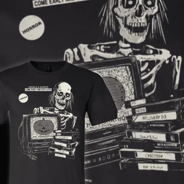 Horrorathon Skeleton Tee Durable Overlock Stitch