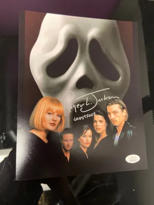 Roger L. Jackson Autographed Ghostface 8x10 (JSA Certified) - Version 3 Mystical Displays Whimsical Party