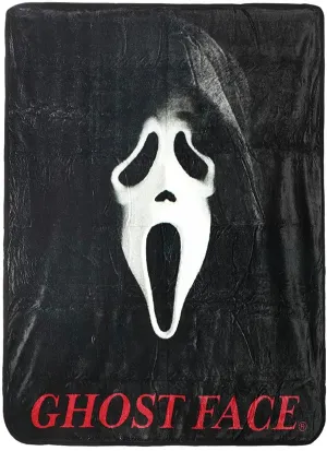 Ghost Face Fleece Throw Blanket Mysterious Decor Scary Lights