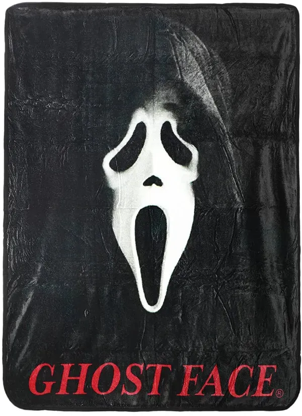 Ghost Face Fleece Throw Blanket Ghoulish Party Haunted Treats