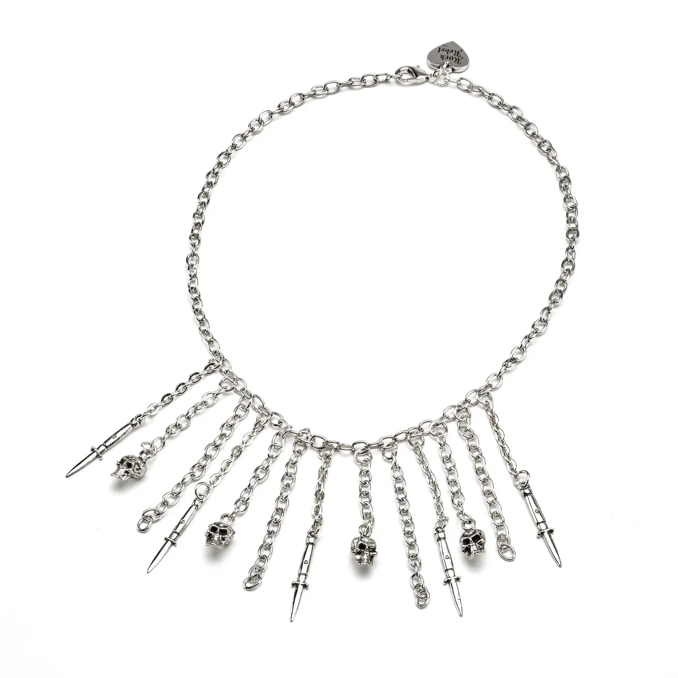 Skull and Switch Blade Necklace Whimsical Decor